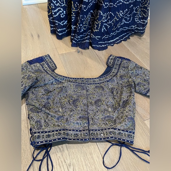 Bandhani Lehenga - blue and green, XS petite - Picture 10 of 12